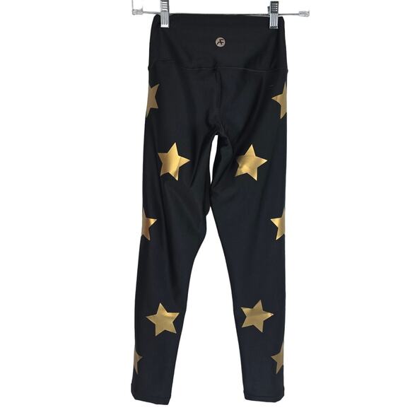 ActiveFit Black Gold Stars Compression Athletic Leggings Small NWT - Picture 2 of 5